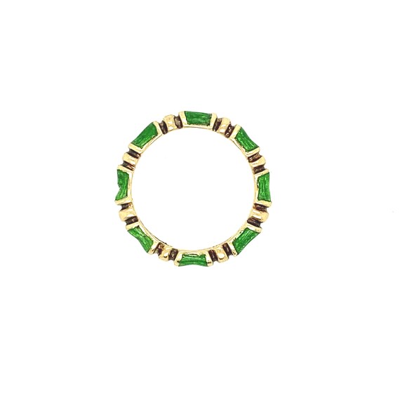 14k Yellow Gold & Lime Green Enamel Ring - image 2