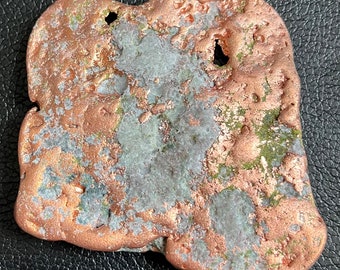 6.2cm Thin Native Copper Nugget w Green Epidote & Basalt - Keweenaw, Michigan
