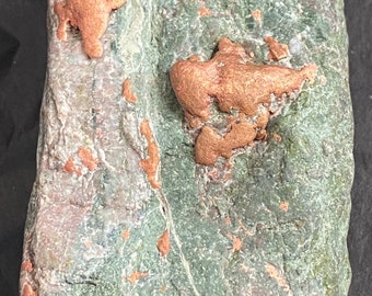 14cm Big Native Copper Ore Nugget w Colorful Green Matrix - Keweenaw, Michigan
