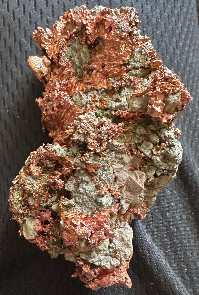 7.5oz Solid Native Copper Specimen W Quartz & Green Epidote - Keweenaw ...
