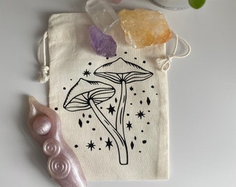 Mushroom Bag |Tarot | Oracle | Canvas | Herbs | Runes | Pendulum | Amulet | Wicca| Altar Travel | Spell Bag | Fairy | Boho | Mystic |  Witch