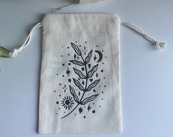 Herb Bag |Tarot Bag| Oracle | Canvas| Crystals | Runes | Pendulum| Amulet | Wicca | Altar Travel | Spell Bag | Muslin  | Celestial | Witch