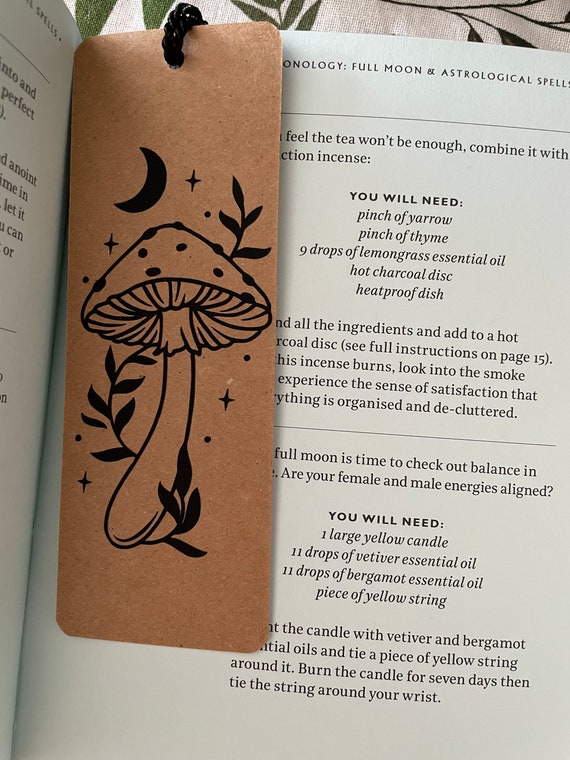 Mushroom Bookmark Books Witchy Herbs Book of Shadows Recycled Botanical  Illustrated Bookmark Paper Boho Vintage Wicca 