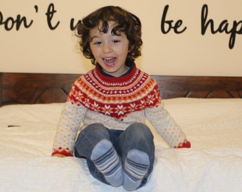 Neugeborenen nordischen Pullover 100 % Merino, Weihnachten Baby Pullover, handgemachte gestrickte Baby Pullover in reiner Merinowolle, faire Insel, Kind Pullover
