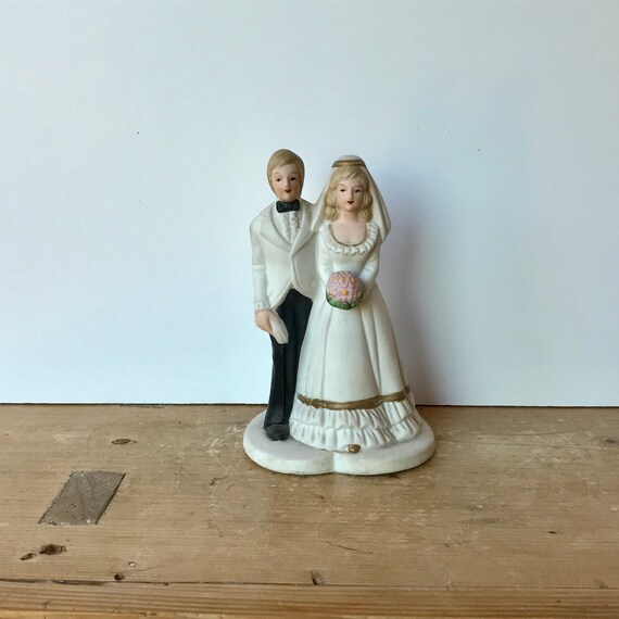 Bohemian Wedding Cake Topper Ceramic Blonde Haired Couple Etsy