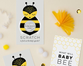 What Will Baby Bee Gender Reveal Scratch Off Cards, Pregnancy Announcement, Gender Reveal Party Game, Baby Shower Boy or Girl, 12 or 24 Pack