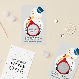 Stork Gender Reveal Scratch Off Cards, Pregnancy Announcement, Welcome Little One, By Mail, Baby Shower Game, Boy or Girl, 12 or 24 Pack
