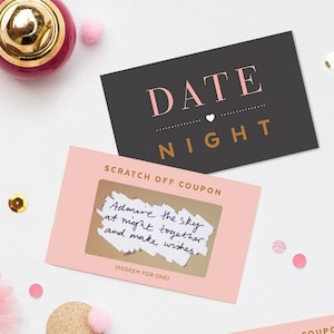 Date Night Coupons, Scratch to Reveal, Love Vouchers, Romantic, Gift For Him, Gift for Boyfriend, Her, Girlfriend, Husband, Set of 10 Cards