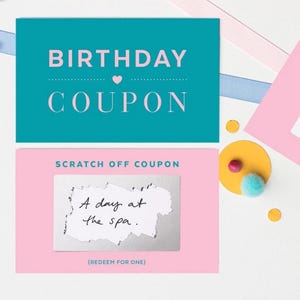 Scratch Off Birthday Coupons, Gift For Him, Gift for Her, Boyfriend, Husband, Friend, Fun Birthday Ideas, Surprise Voucher, Set of 10 Cards