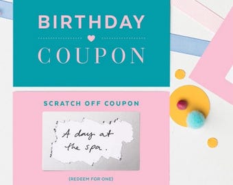Scratch Off Birthday Coupons, Gift For Him, Gift for Her, Boyfriend, Husband, Friend, Fun Birthday Ideas, Surprise Voucher, Set of 10 Cards