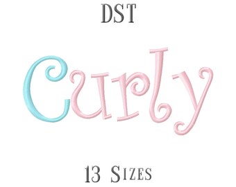 13 SIZE DST Fonts Curly Embroidery Fonts Embroidery Designs Embroidery Alphabets Letters Monogram Fonts - Instant Download