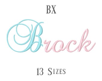 13 SIZE BX Fonts Brock Script Embroidery Fonts Embroidery Designs Embroidery Alphabets Letters Monogram Embroidery Fonts - Instant Download