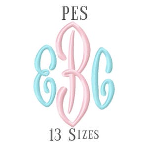 Può includere: Un monogramma rosa e blu con le lettere "EBG" in un font corsivo. Le lettere sono disposte a forma di diamante. Il testo "PES" e "13 SIZES" è incluso anche nell'immagine.