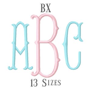 13 SIZE BX Fonts Fishtail Monogram Embroidery Fonts Embroidery Designs Embroidery Alphabets Letters Monogram Fonts - Instant Download