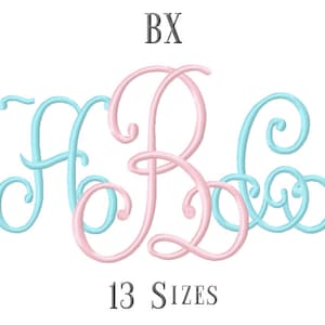 13 SIZE BX Fonts Lace Monogram Embroidery Fonts Embroidery Designs Embroidery Alphabets Letters Monogram Fonts - Instant Download