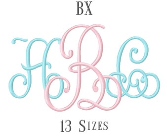 13 rozmiar BX Fonts Lace Monogram hafty czcionki hafty wzory haft alfabetów litery Monogram czcionki-Instant Download
