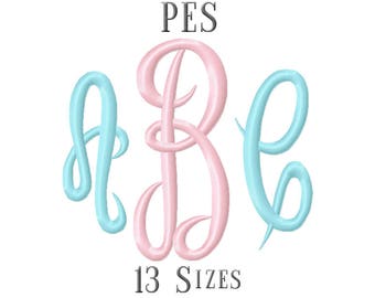 13 Größe PES Schriftarten Kaiserin Monogramm Stickerei Schriftarten Stickerei Designs Stickerei Alphabete Buchstaben Monogramm Schriftarten - sofort-Download