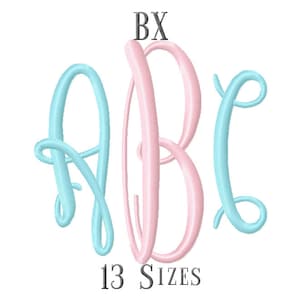 13 SIZE BX Fonts Oval Monogram Embroidery Fonts Embroidery Designs Embroidery Alphabets Letters Monogram Fonts - Instant Download
