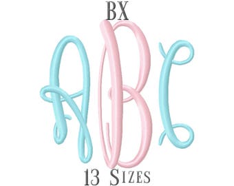 13 SIZE BX Fonts Oval Monogram Embroidery Fonts Embroidery Designs Embroidery Alphabets Letters Monogram Fonts - Instant Download