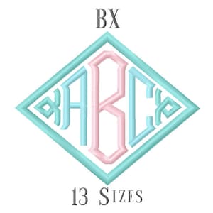 13 SIZE BX Fonts Point Diamond Monogram Embroidery Fonts Embroidery Designs Embroidery Alphabets Letters Monogram Fonts - Instant Download