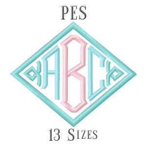 13 STORLEKAR PES-typsnitt Point Diamond Monogram Broderitypsnitt Broderidesigner Broderialfabet Bokstäver Monogramtypsnitt - Direktnedladdning