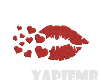6 SIZES lip mark embroidery Designs Machine Embroidery Designs PES Embroidery Pattern - Instant Download