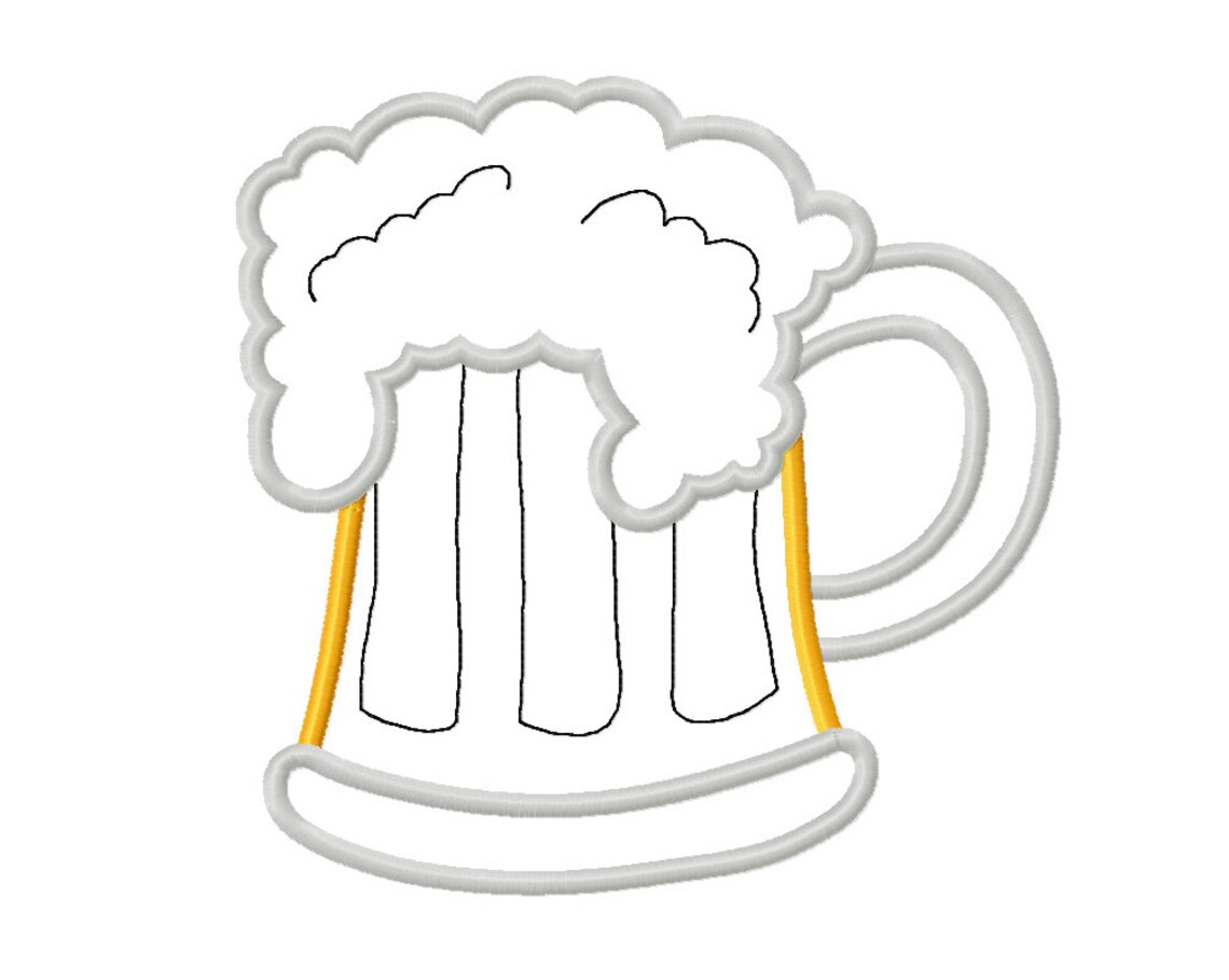 9 SIZES Beer Mug Applique Embroidery Designs Machine Etsy