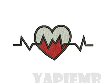 7 SIZES Heaetbeat Embroidery Designs Machine Embroidery Designs PES Embroidery Pattern - Instant Download