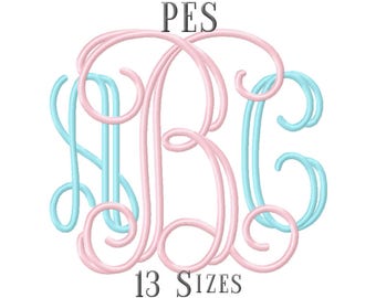 13 rozmiar PES czcionki otwarte winorośli Monogram hafty czcionki hafty wzory haft alfabetów litery Monogram czcionki-Instant Download