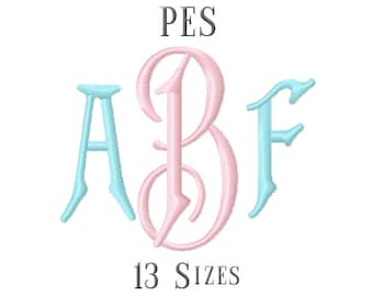 13 SIZE PES Fonts Carson Monogram Embroidery Fonts Embroidery Designs Embroidery Alphabets Letters Monogram Fonts - Instant Download
