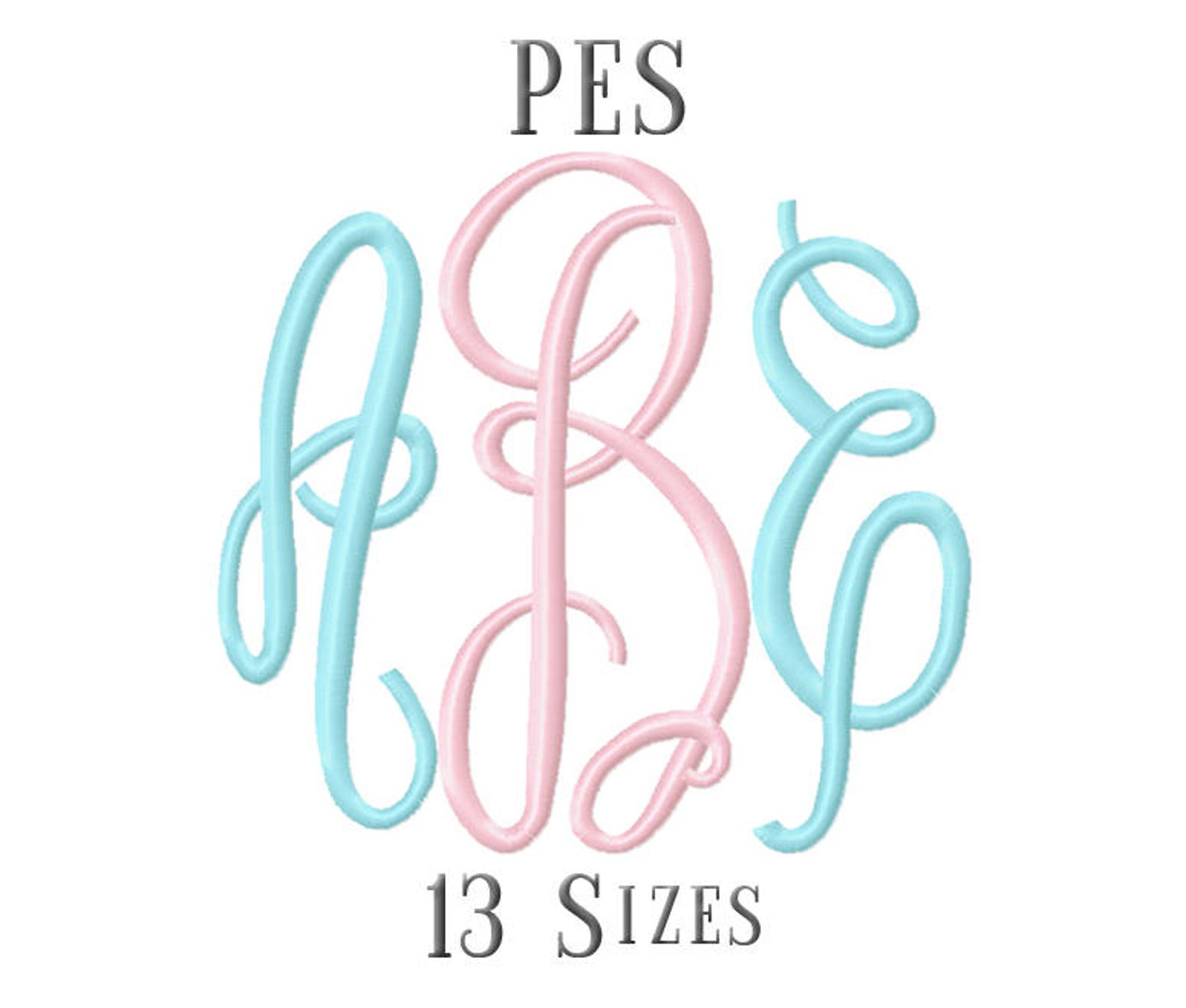 13 size pes fonts fancy monogram embroidery fonts embroidery  etsy