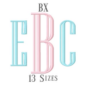 13 grootte BX lettertypen gegraveerd Monogram borduren lettertypen borduurwerk ontwerpen borduurwerk alfabet Letters Monogram lettertypen - Instant Download