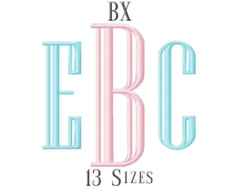 13 SIZE BX Fonts Engraved Monogram Embroidery Fonts Embroidery Designs Embroidery Alphabets Letters Monogram Fonts - Instant Download