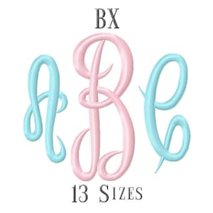 13 SIZE BX Fonts Empress Monogram Embroidery Fonts Embroidery Designs Embroidery Alphabets Letters Monogram Fonts - Instant Download