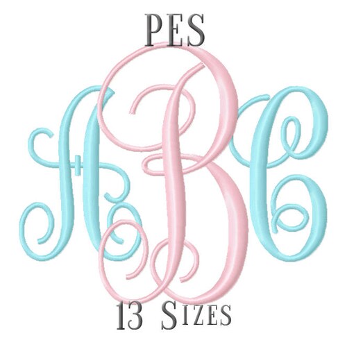 13 SIZE PES Fonts Interlocking Monogram Embroidery Fonts Etsy