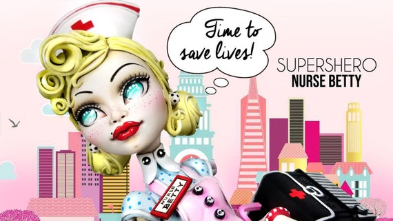 Doll Figurine Repaint NURSE BETTY | Supershero | Superhero | Monster High Ooak Repaint