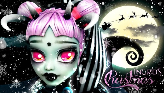 Doll Figurine Repaint INGRID A Dark Gothic Christmas | Jack the Skeleton | Monster High Ooak Repaint