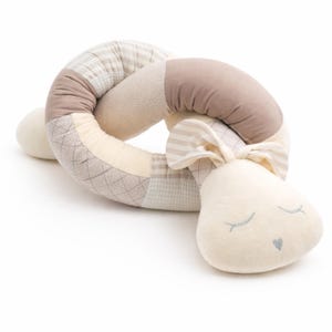 CANENYA Schlange Hase HANNES grau/ weiss besonderes Kuscheltier für Kinder 120cm bis 230cm lang mit Namen ein tolles Geschenk zur Geburt
