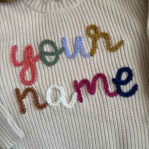 Personalized embroidered knit sweater for toddlers! Personalized name sweater. Cute kids sweater. Chunky knit sweater