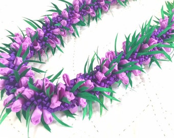 Hawaiian Ribbon Lei Hawaiian Ribbon Lei lavender purple Crocus Hawaii Aloha Graduation Hula