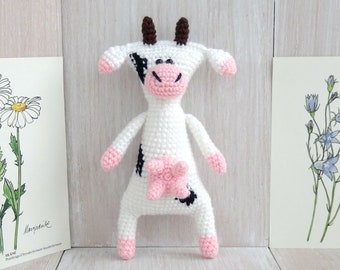 Crochet Cow Amigurumi: Handmade Acrylic Plush Toy, 8.7"