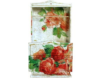 Vintage Jewelry Box with Roses: Shabby Chic Decoupage Casket