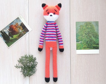 Fox/Soft Knitted toy/Long-legged Toy/Amigurumi/Forest Animal/Gift for Everyone