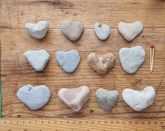 Baltic Sea Heart Stones - Natural Heart Shaped Beach Pebbles, Set of 12