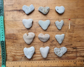 Heart Shaped Baltic Sea Stones, Natural Beach Pebbles (Set of 12)