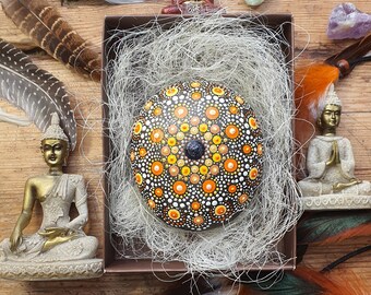 Hand Painted Mandala Stone - Natural Sea Stone Dot Art