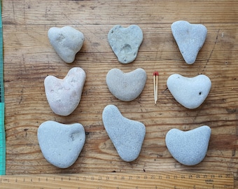 Baltic Sea Heart Stones - Natural Beach Pebbles, Set of 9