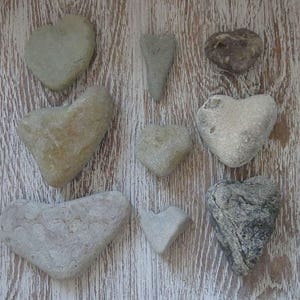9 Heart pebbles/Sea Stones Heart/Beach Heart Rocks/Natural Heart Rocks/Heart Stones/Heart Shaped Rocks/Wild Harvest/Heart Shape Pebbles