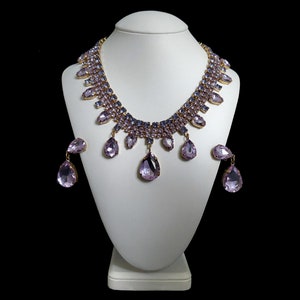 Violet Drop Earrings and Necklace Set Raindrops - necklace and earring jewelry set