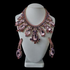 Pink womens necklace and earring set Absolue - necklace and earring jewelry set